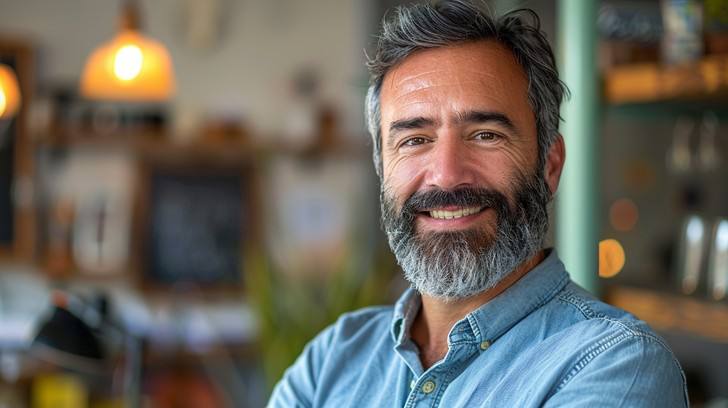 How to date in your 40s - mature man Portrait of a mature man in a blue shirt