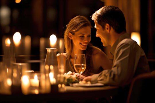 American dating culture - romantic dinner Couple enjoying a romantic dinner
