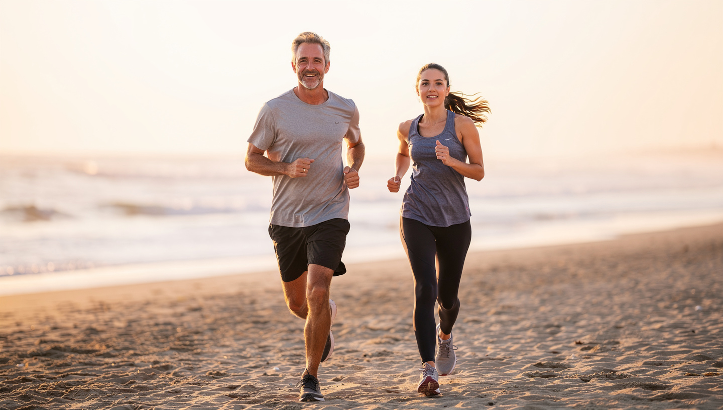 Healthy couple enjoying an active lifestyle together representing wellness and balanced relationships through online dating on Step2Love